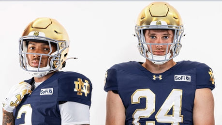 SoFi patch on Notre Dame jersey