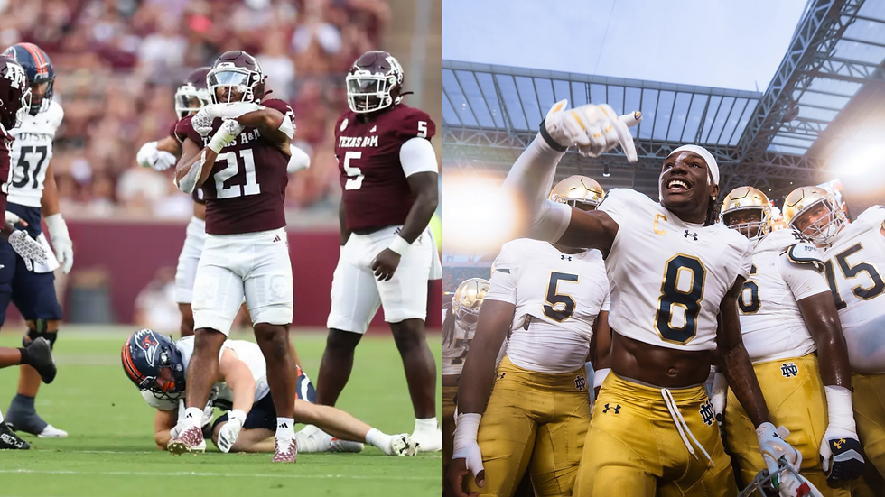 Taurean York of Texas A&M and Adon Shuler of Notre Dame.