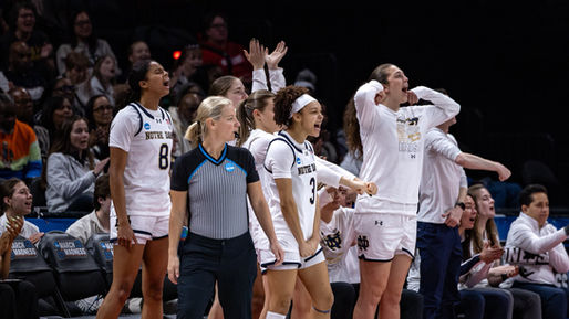 Notre Dame celebrating against Fairfield.