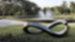 Stainless Steel Grey PVD Hairline The Eternity Ribbon Garden Bench Sculpture