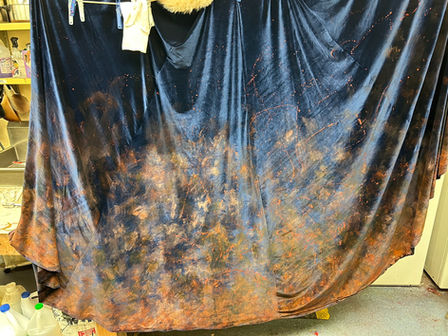 Blue cape distressing in progress