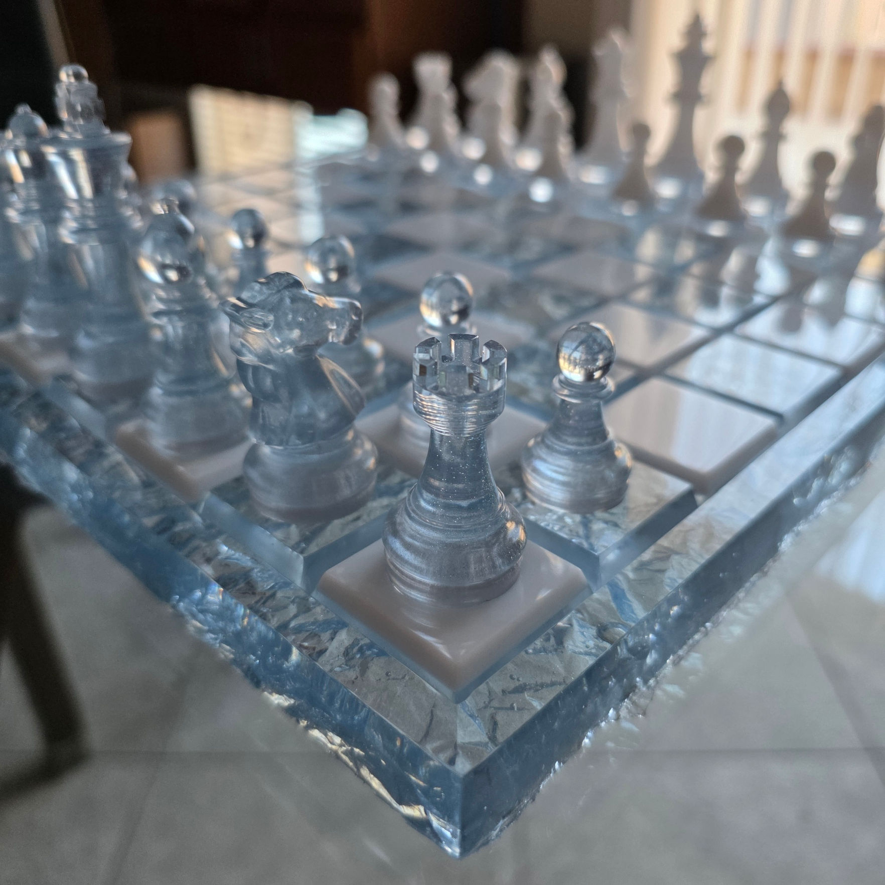 Designer Chess Board Set - Crystal Ice