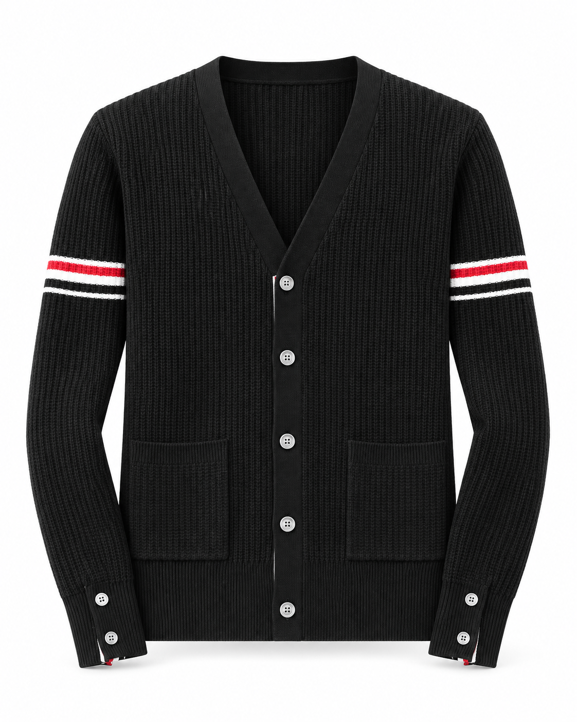 Thom Browne Ribbed Armband Cardigan – Black