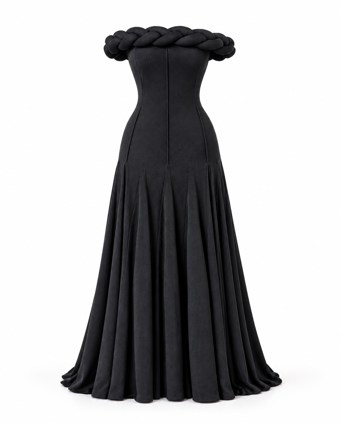 Braided Elegance Gown – Black