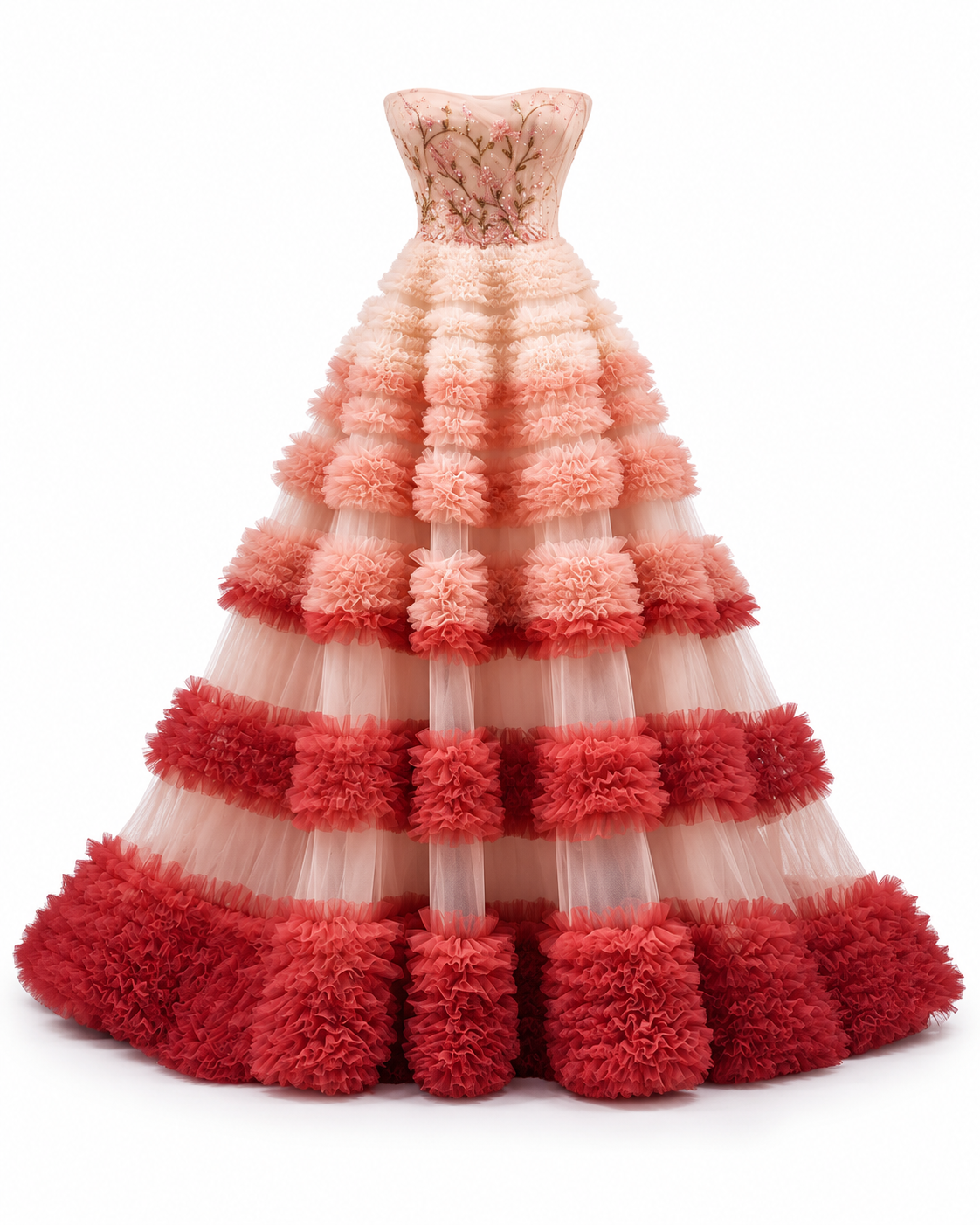 Rose Ombre Tiered Ball Gown