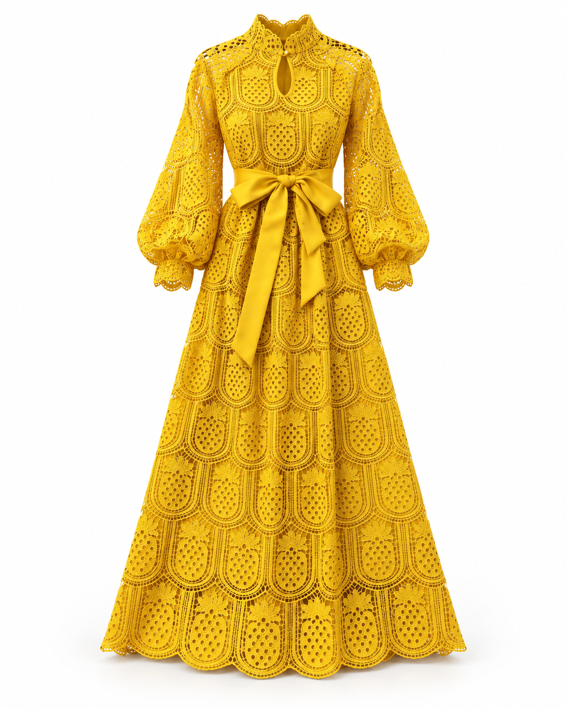 Royal Garden Lace Maxi Dress – Yellow
