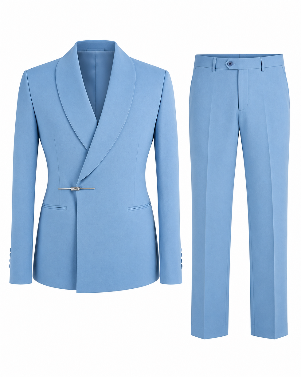 Thumbnail: Regal Sky Asymmetrical Suit – Light Blue