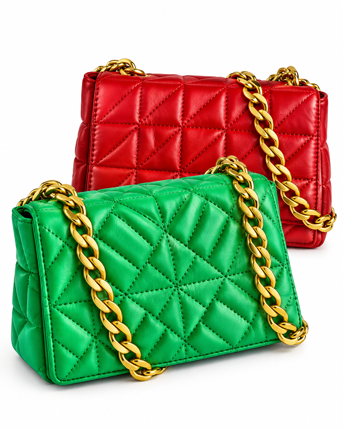 Jewel Quilt Chain Bag – Red and Green