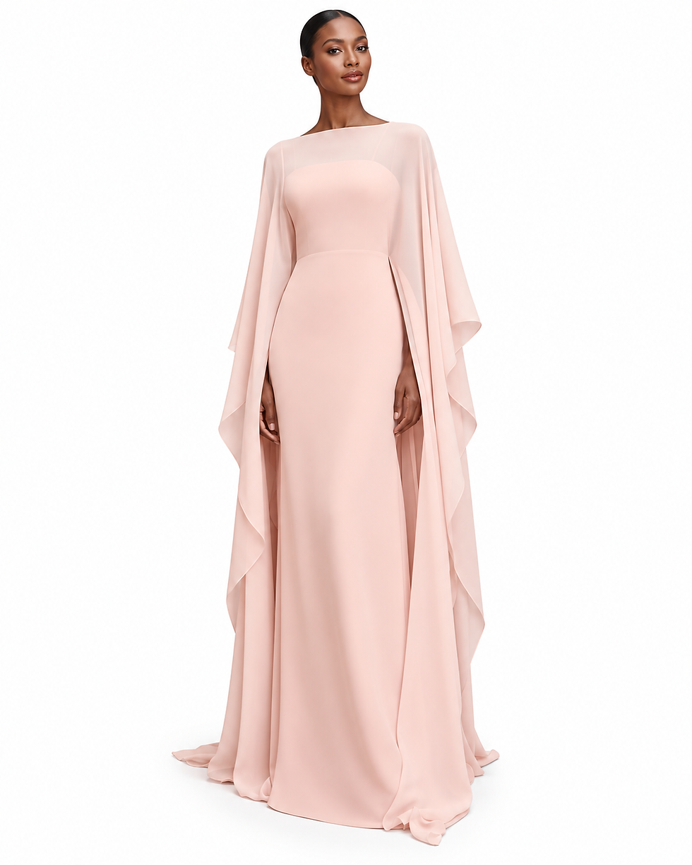 Thumbnail: Blush Flow Cape Gown