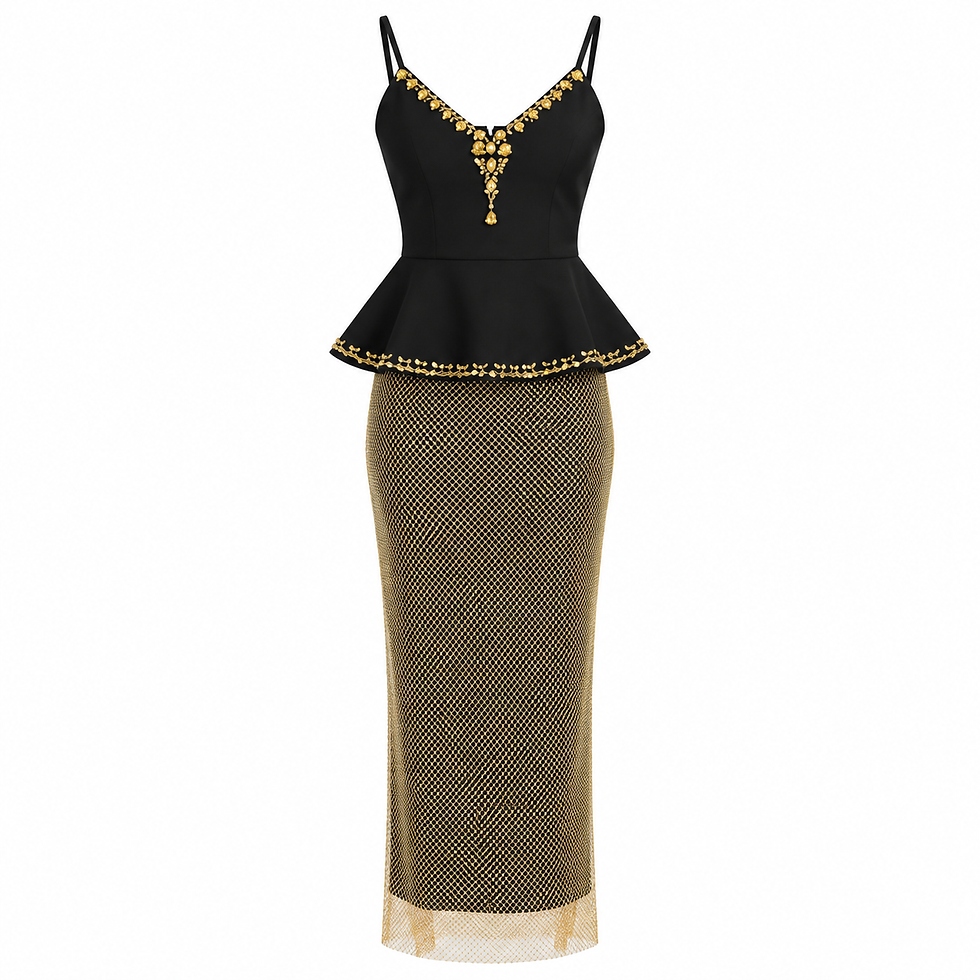 Thumbnail: Noir Gold-Trim Skirt Set