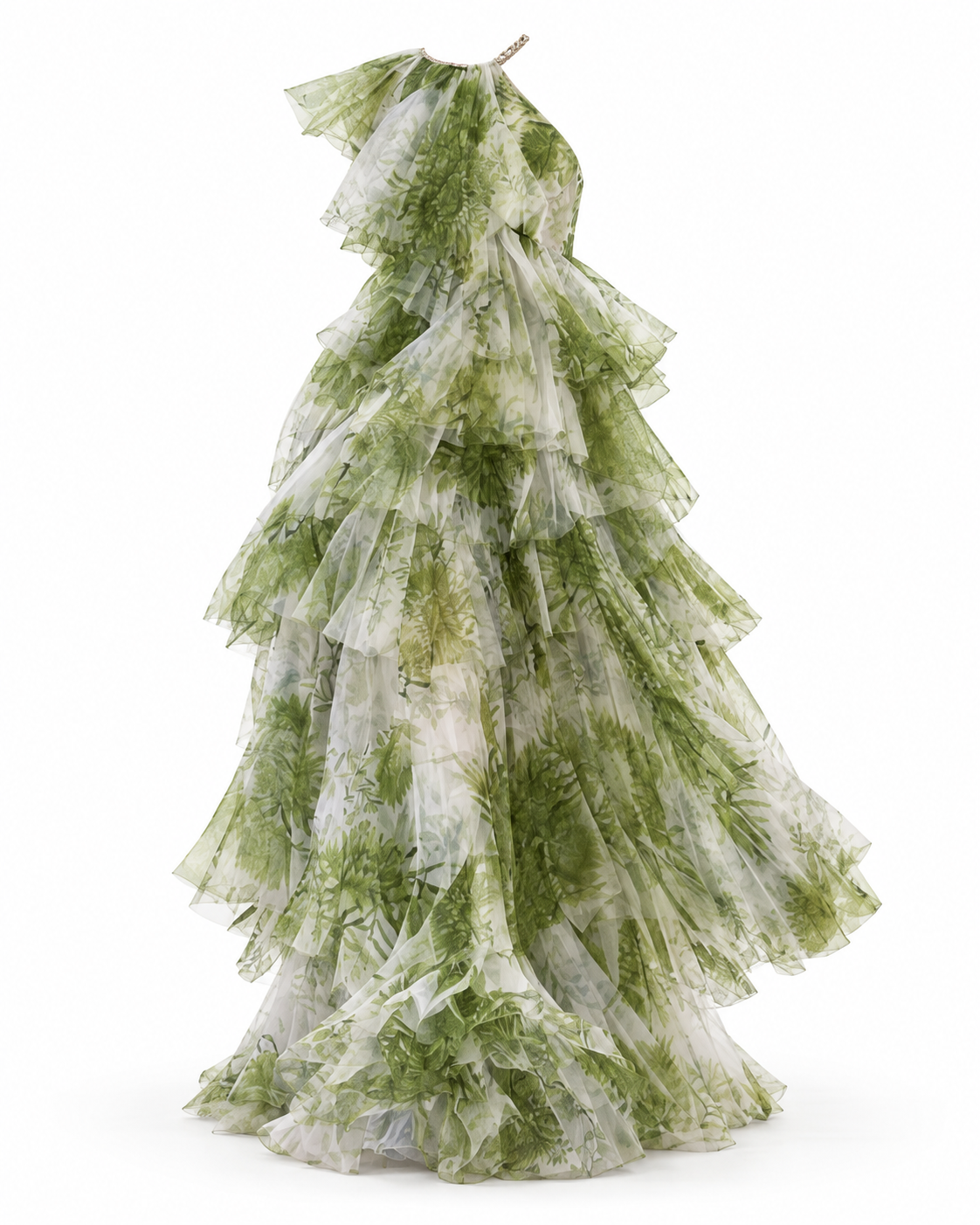 Verdant Layered Tulle Gown