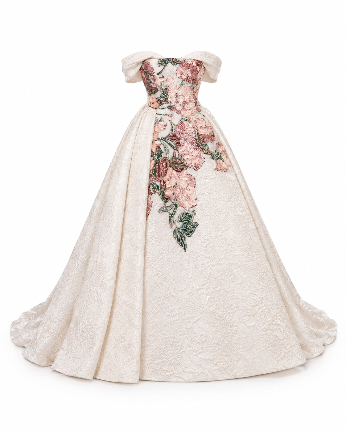 Rose Garden Off-Shoulder Ball Gown