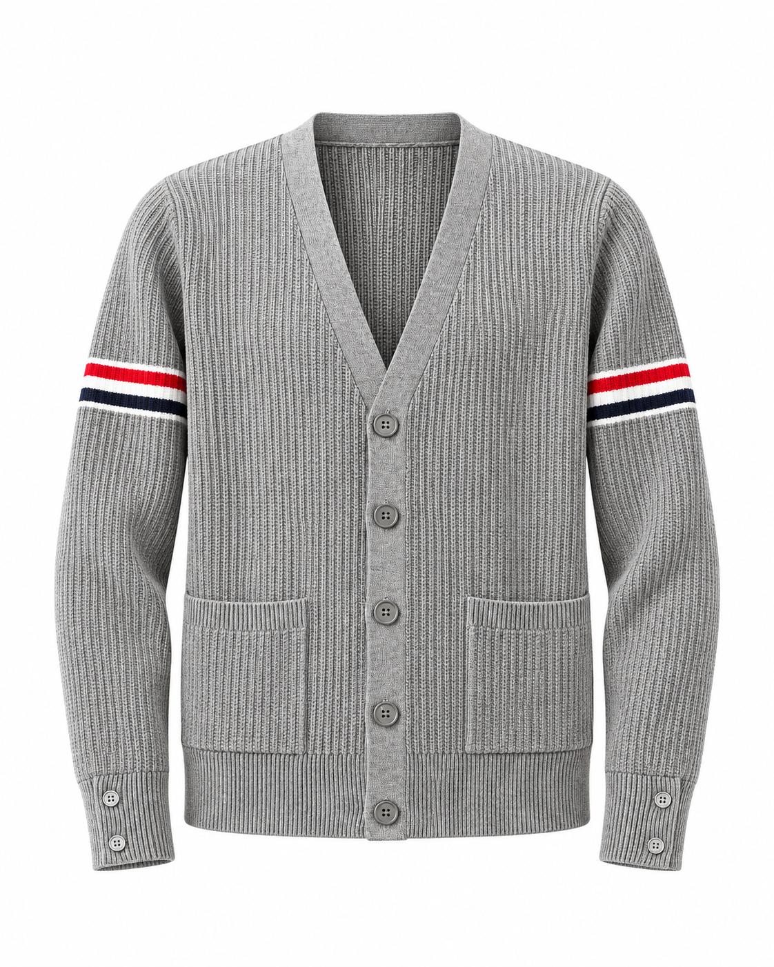 Thom Browne Ribbed Armband Cardigan – Grey