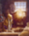 An alchemist interpreting various mystical symbols and writing