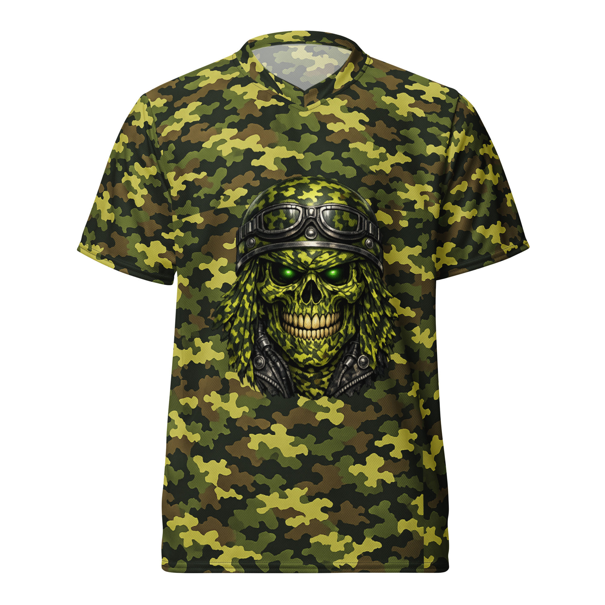 Green Camo Biker Skull Light Weight Mens Sports Jersey