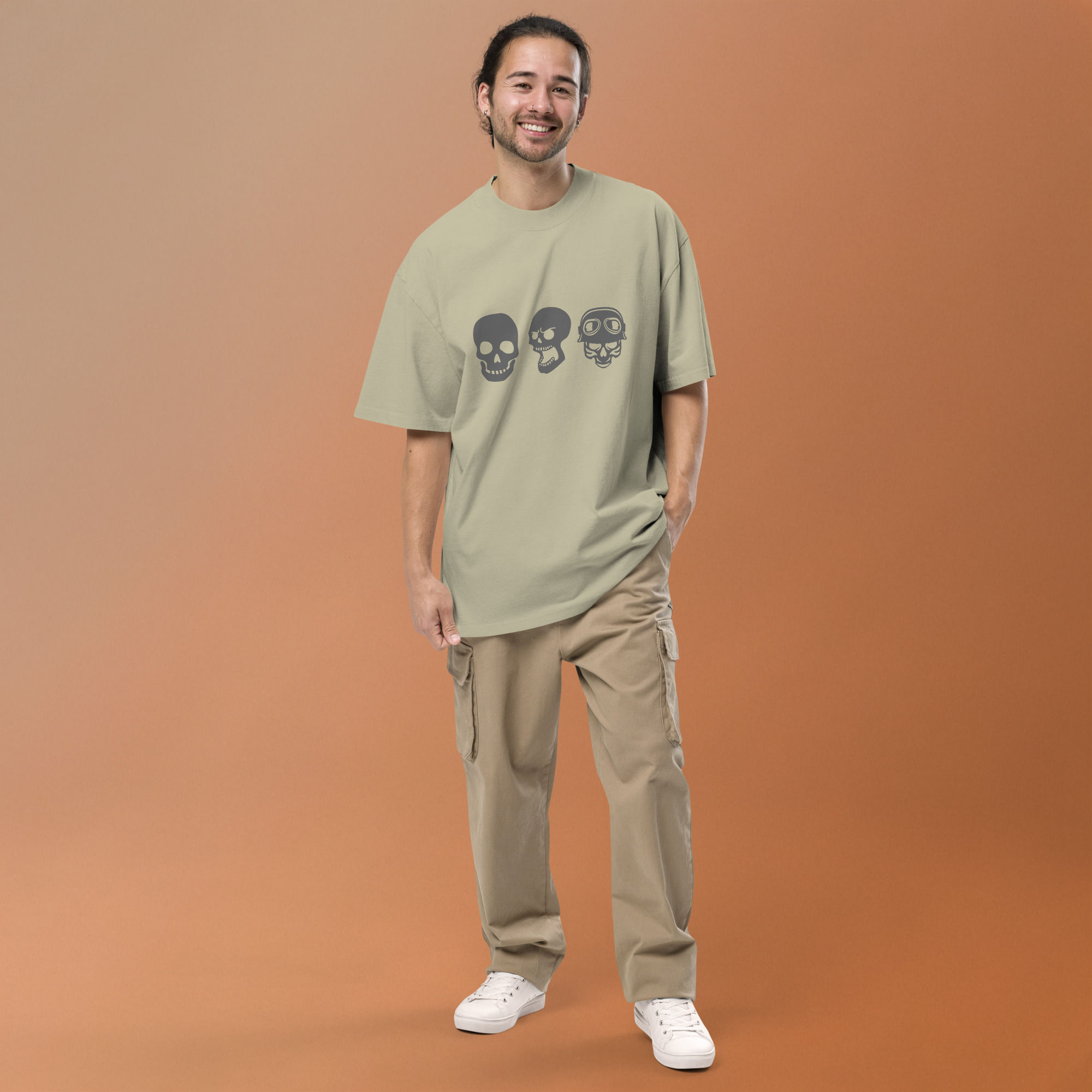 Skull Oversized faded t-shirt