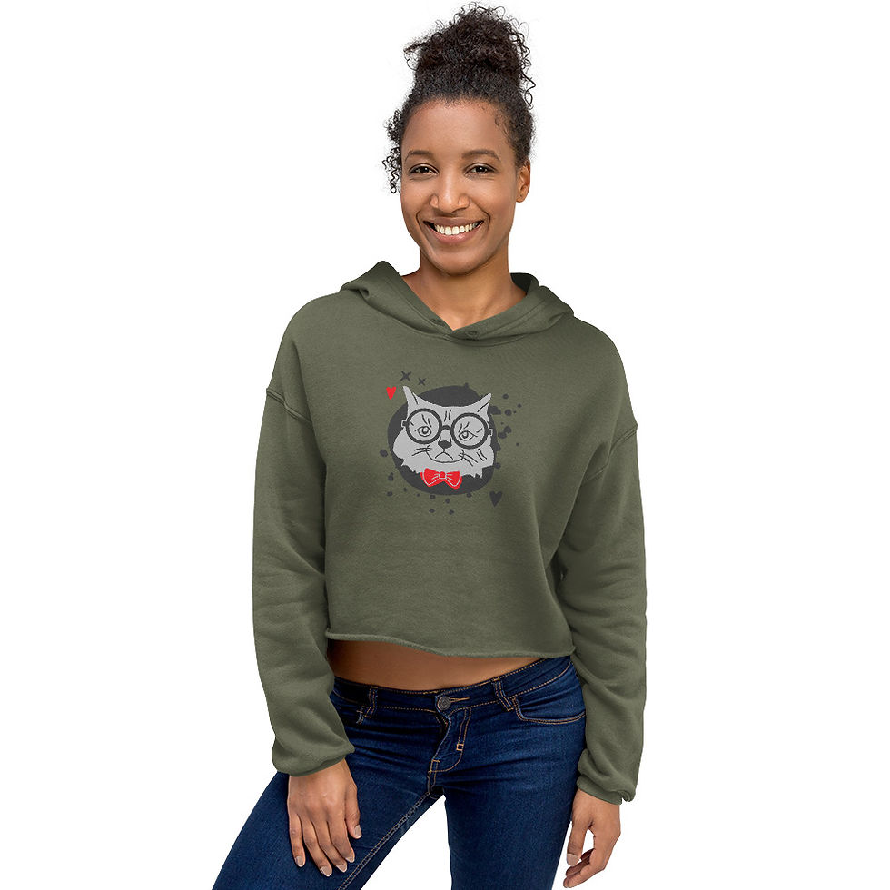 Thumbnail: Cat Face Women's Crop Hoodie