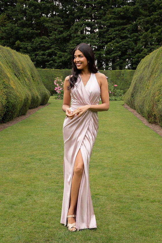 Wovn Pleated Grecian Style Dress with Self-Tie Halter Neck 3007 | City Brides Norwich Wovn Pleated Grecian Style Dress with Self-Tie Halter Neck 3007 | City Brides Norwich