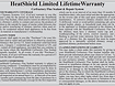 HeatShield lifetime limited warranty for qualifying chimney liner repairs