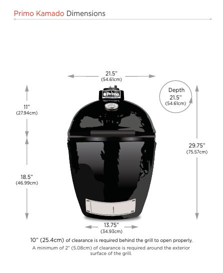 Thumbnail: Round Primo Charcoal Grill size / dimensions