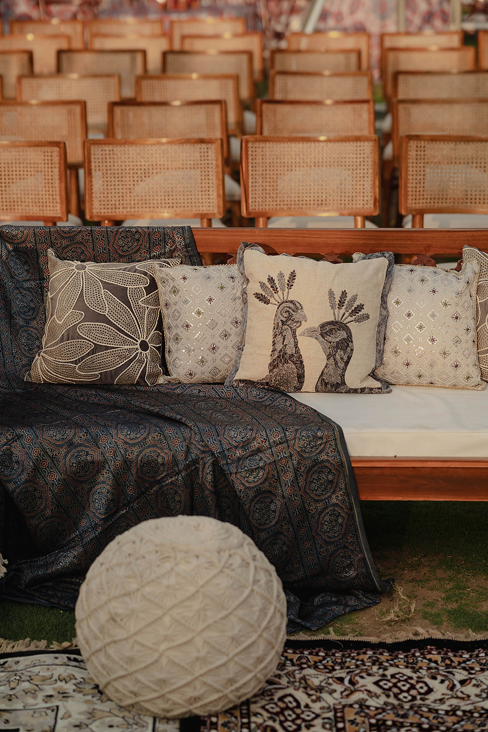 Ajrakh fabrics were sourced from Kutch, Gujarat