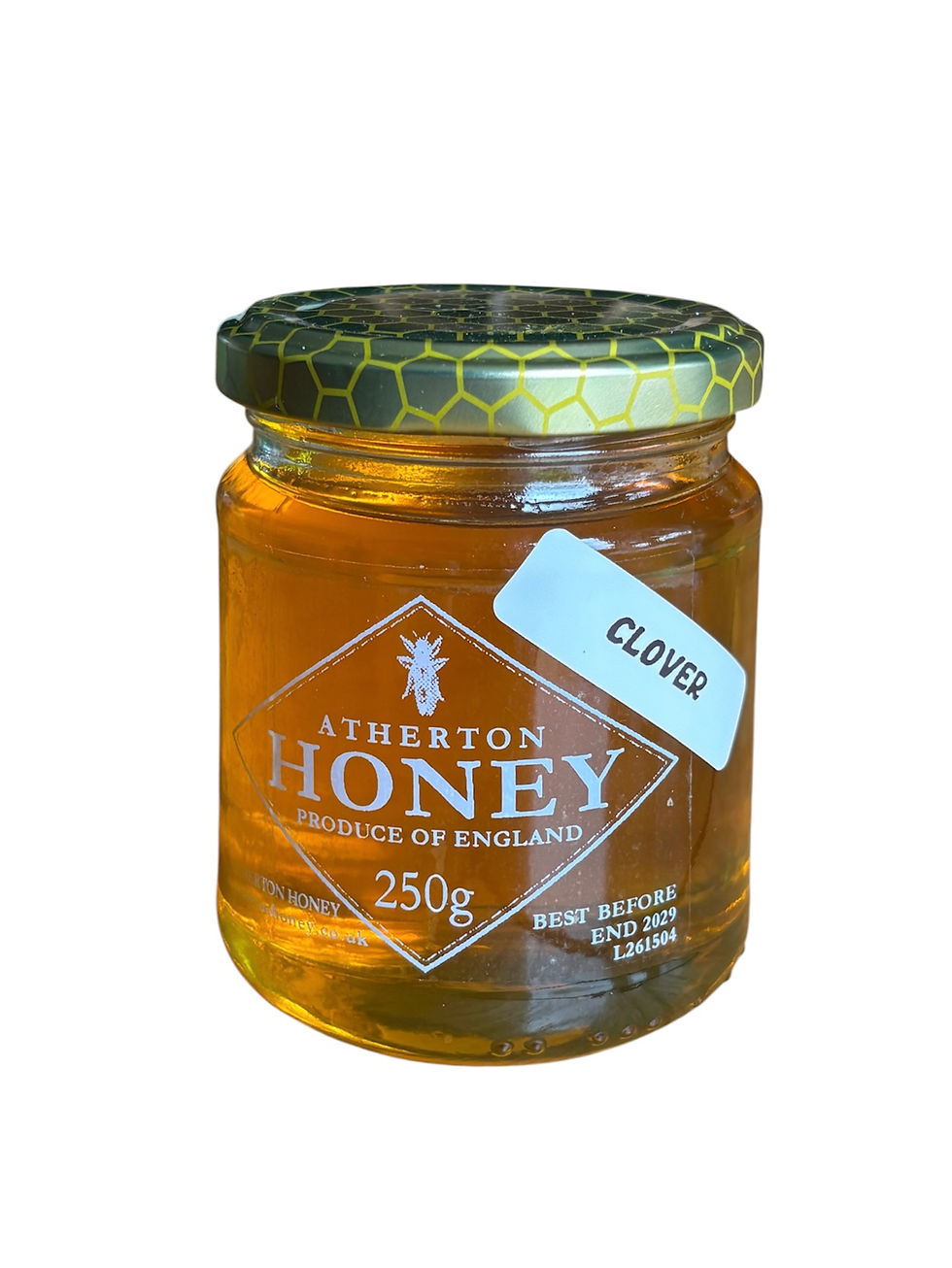 Atherton Clover Honey 250g in round glass jar with lid