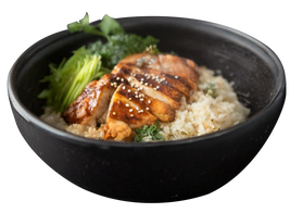 Delicious teriyaki chicken and rice bowl