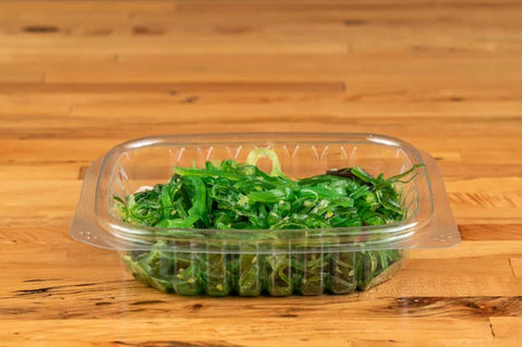 Seaweed salad in clear plastic container
