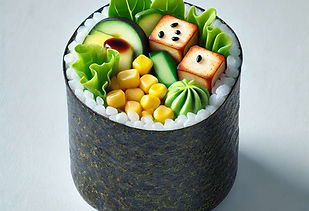 Vegan Sushi Burrito: Tofu, avocado, corn
