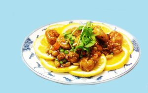 美味的橙子鸡肉饭菜