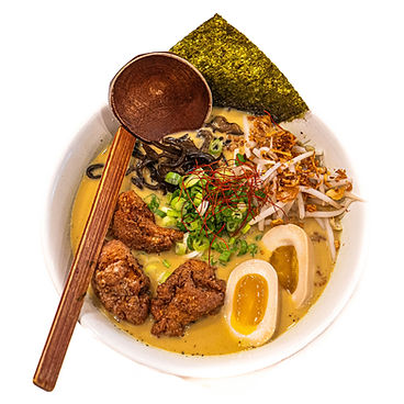 Delicious ramen bowl with egg and toppings