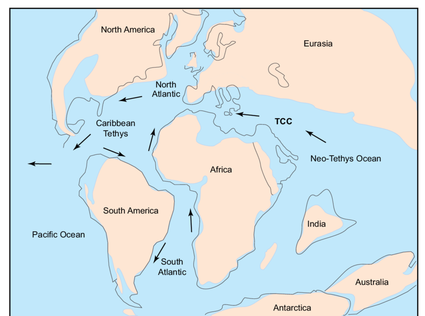 Earth map of 65Ma