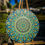 Thumbnail: 18” Teal, Blue and Yellow Mandala on birch wood