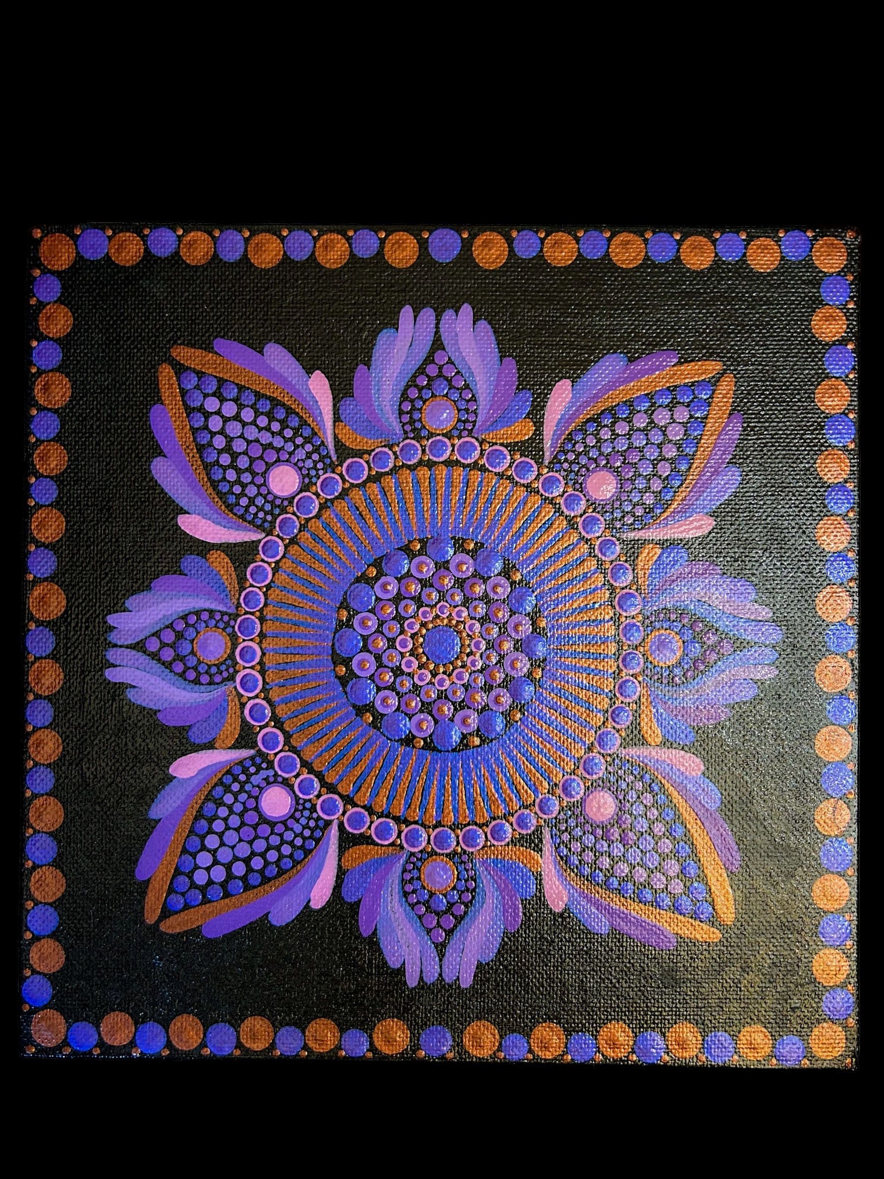 8” square mandala on canvas board