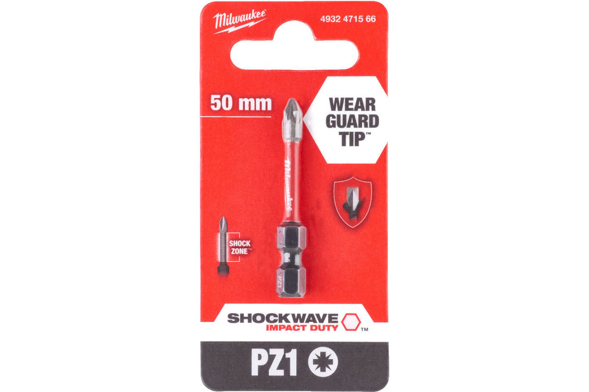 Біти для шурупокрута Shockwave PZ1 x 50 mm Milwaukee 4932471566