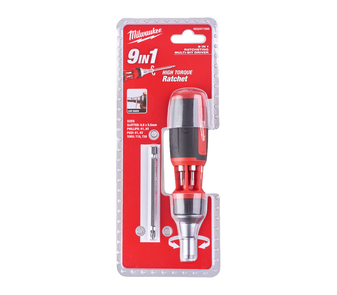 Викрутка з тріскачкою 9 в 1 універсальна Milwaukee 4932471598