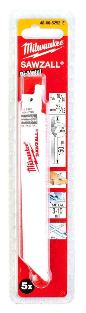 Полотно GP універсальне SAWZALL 150х2.5/1.8 мм, 5 шт. Milwaukee 48005292
