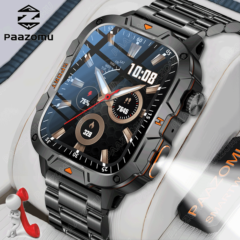  Trending Deals 2024 New LED Flashlight Smart Watch Men Military Bluetooth Call Heart Rate Fitness Tracker IP68 Waterproof Smartwatch For Xiaomi