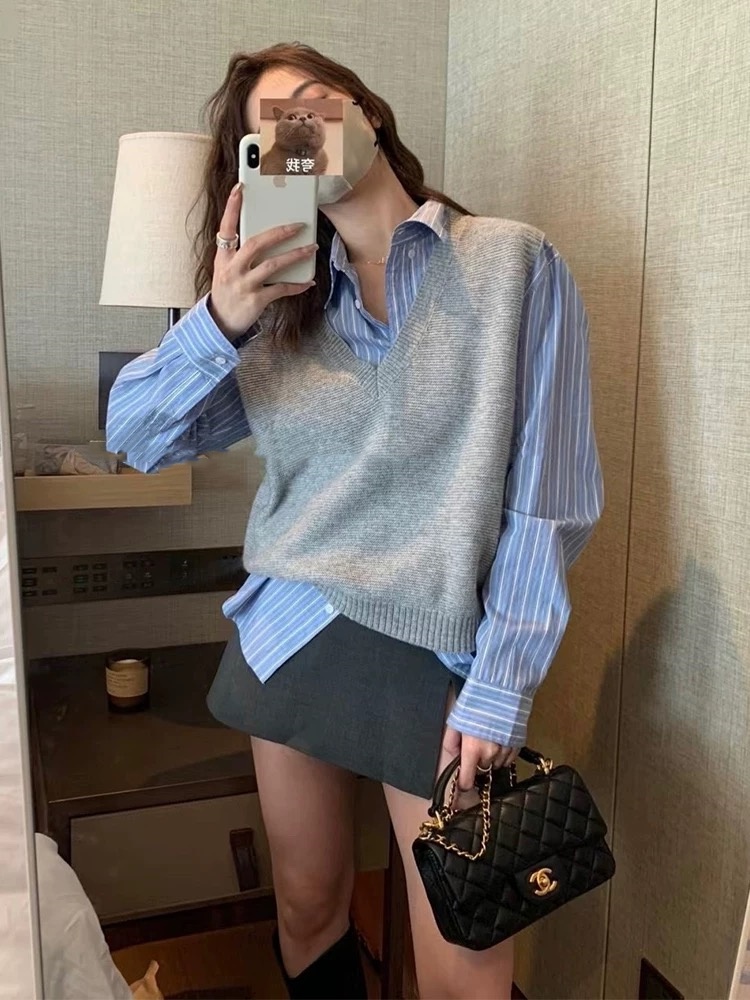  Grab Your Faves! 2024 New Spring and Autumn V-neck Cashmere Vest Women  Fashion Knitted Sleeveless Tank Top Cashmere Vest Women