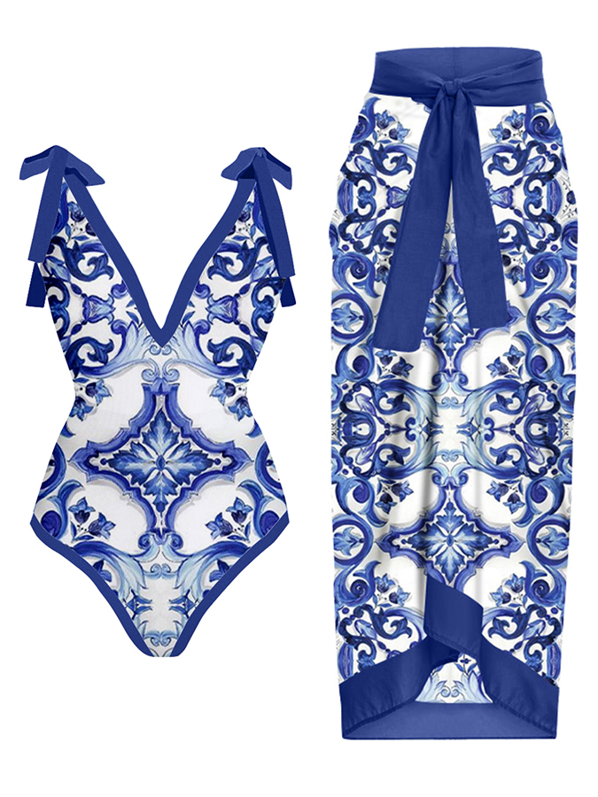  Mega Sale Alert 2023 Sexy Fashion Swimsuit Blue Branch  Flower Summer Women Swimwear Beachwear Summer Luxury Monokini Bathing Suit Beach Cloth