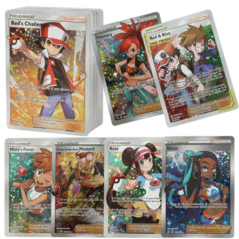  Surprise Savings 2024 Pokemon Kawaii DIY Character Card Trainer English Flash Card Exceed Evolution No Repetition Childhood Memory Christmas Gift