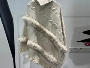 Limited Time Offer: Best Bang for Your Buck 2024 Faux Rabbit Fur Turn-Down Neck Triangle Loose Knitted Twists Sweater Shawl Cape Ladies Winter Warm Poncho Tassel Knitwear Available Now