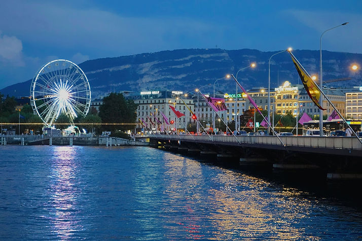 Pont du Mont-Blanc at night, Geneva, Switzerland - 
Meizhi Lang