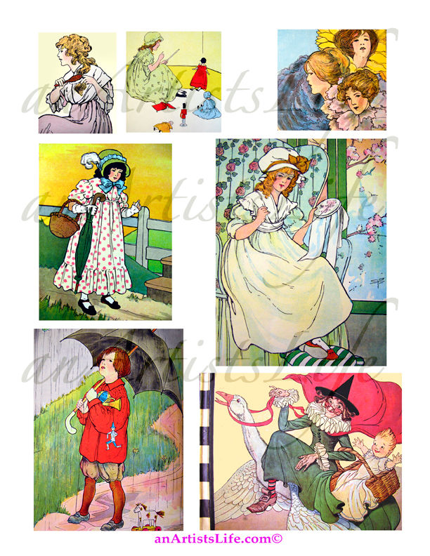 Mother Goose Collage Sheet Digital Download