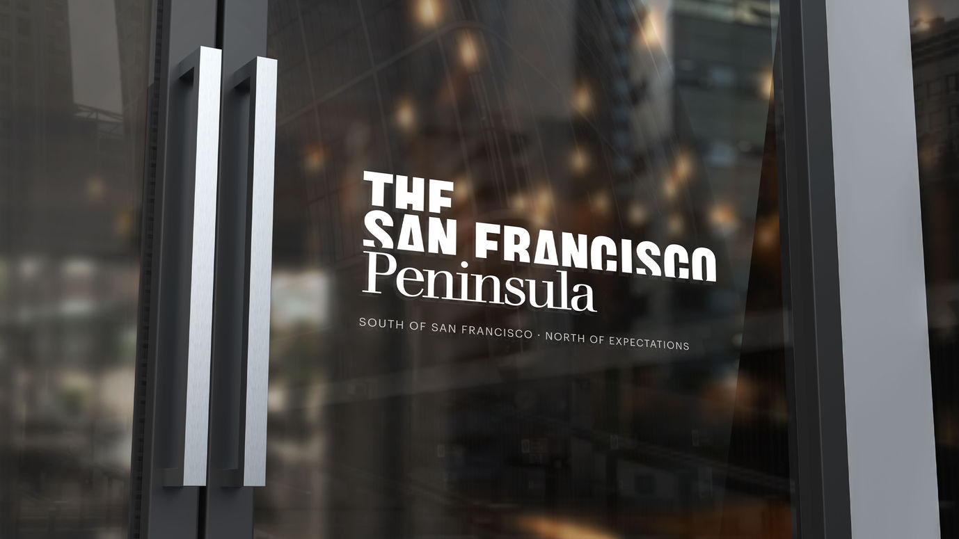 Mockup of San Francisco Peninsula Logo on glass door