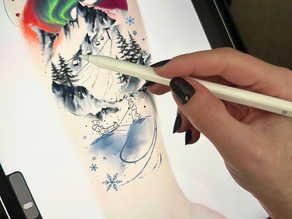 drawing watercolour tattoo on iPad
