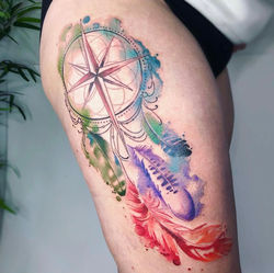 dream catcher watercolour tattoo