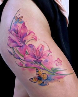 watercolour floral tattoo