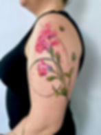 tattoo fine line watercolour botanical woman colour