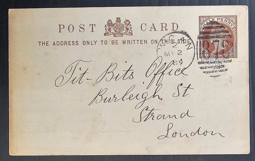 1889 Great Britain 1/2d Stamped Postcard cd Wigan-London